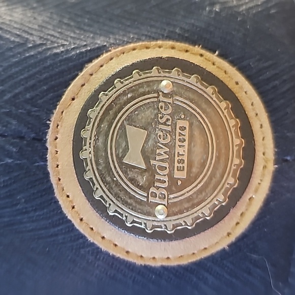 Budweiser hat, navy blue  and tan. 1999 Anheuser Bush. ADJUSTABLE - Picture 2 of 9